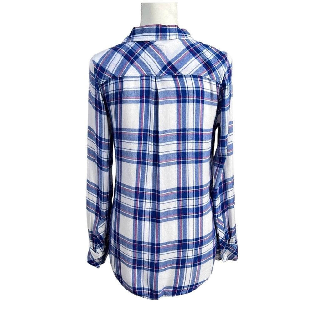 Rails Hunter Plaid Shirt Small Button Down Long Sleeve White Blue Raspberry Soft - Picture 5 of 13
